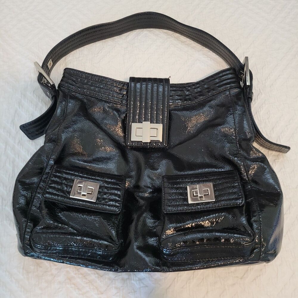 Kooba Black Patent Leather Tote Shoulder Handbag Purse